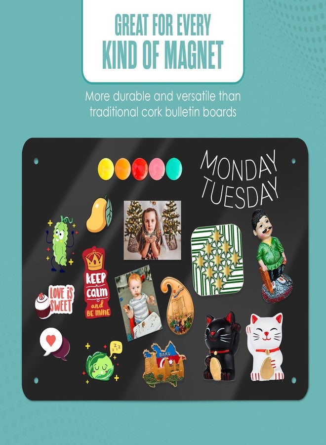 Houseables Magnetic Board, Magnet Board for Wall, Metal Sheets for Magnets, Kids, Bulletin, Hanging, Memo, Plate, Souvenir, Large Display Panel, Photo, Dry Erase, Classroom, Decorative, Black, 18x12” - Image 3